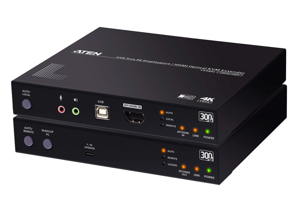 Usb True 4k Displayport/Hdmi  Optical Kvm Extender (True 4k