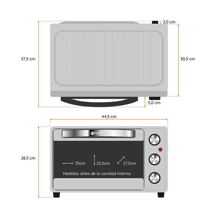 Horno Eléctrico Multifunción Grunkel 23l Plata Hr-23silver