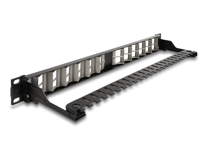 Delock 19? Keystone Patchpanel 24 Port Gewinkelt Mit Entlastungsschiene Schwarz