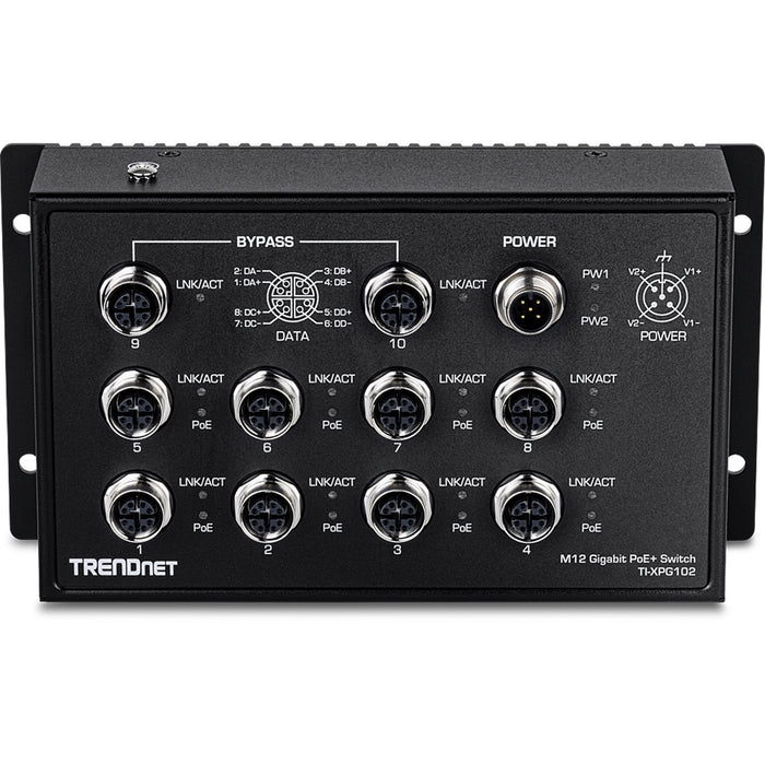 Trendnet Indust Switch 10-Port En50155 M12 Gbit Poe+ Railway
