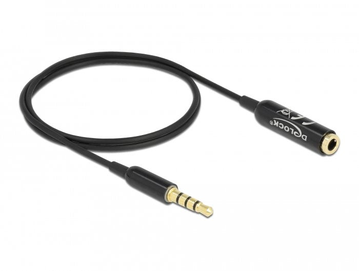 Delock Cable De Extensión De Audio 3,5 Mm 4 Pin Macho A Hembra 0,5 M Negro
