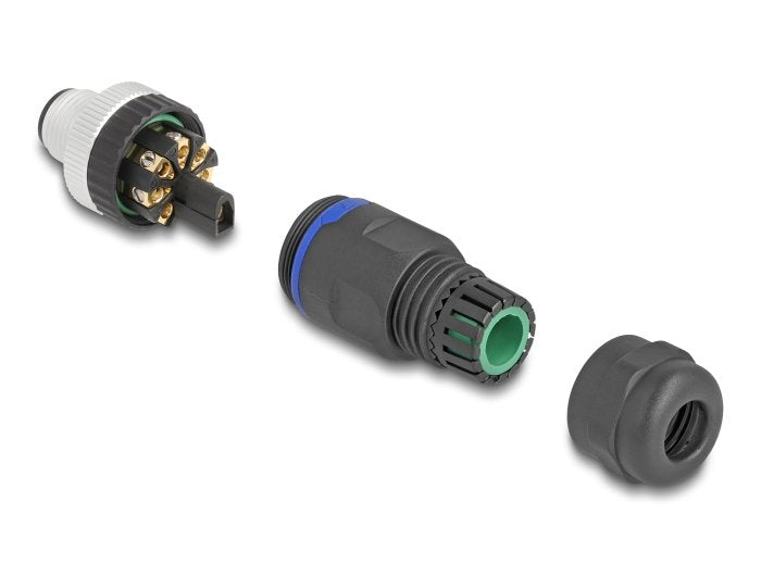 Delock 60535 M12 Conector Codificado A De 8 Pines Macho Para Montaje Con Conexión Por Tornillo