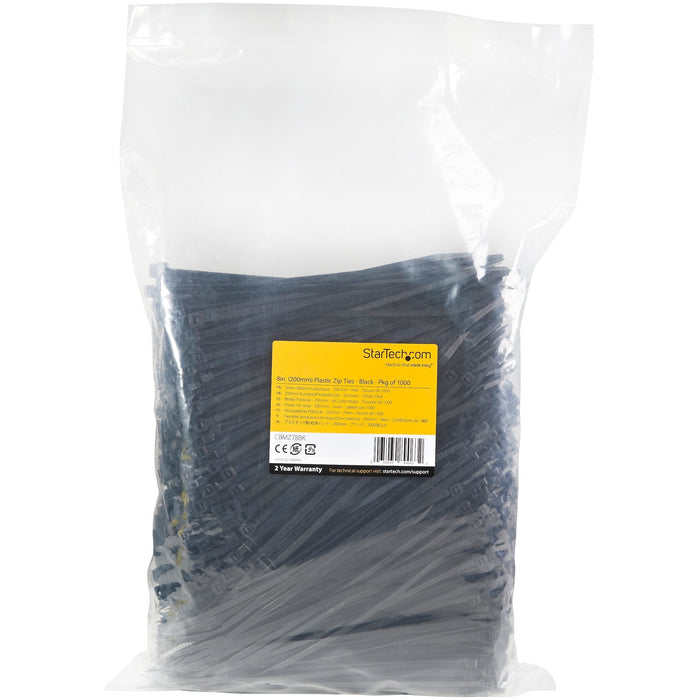 Startech Bridas 20cm - 4 Mm 94v-2/Ul, Paquete De 1000 - Negras