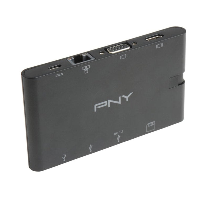 Pny 9 En 1 Mini Hub Portátil Con Cable Usb-C Integrado Con 2 Puertos Usb-C, 2 Puertos Usb-A 3.1, 1 P