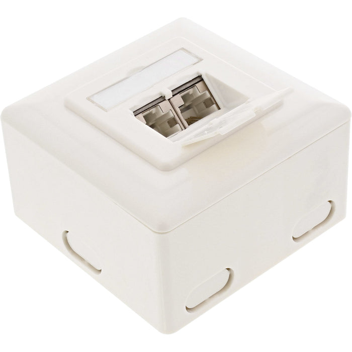 Inline Cat.6 Wall Outlet Box Montaje Superficie O Empotrar 2x Rj45 Blanco Horizontal