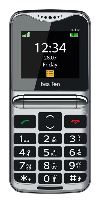 EAN 9120124822003 - Beafon Fold10 5,59 cm (2.2") 95 g Negro, Plata Teléfono para personas mayores imagen 1