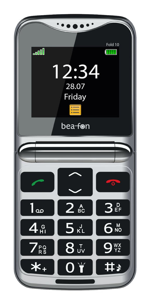 EAN 9120124822003 - Beafon Fold10 5,59 cm (2.2") 95 g Negro, Plata Teléfono para personas mayores imagen 1