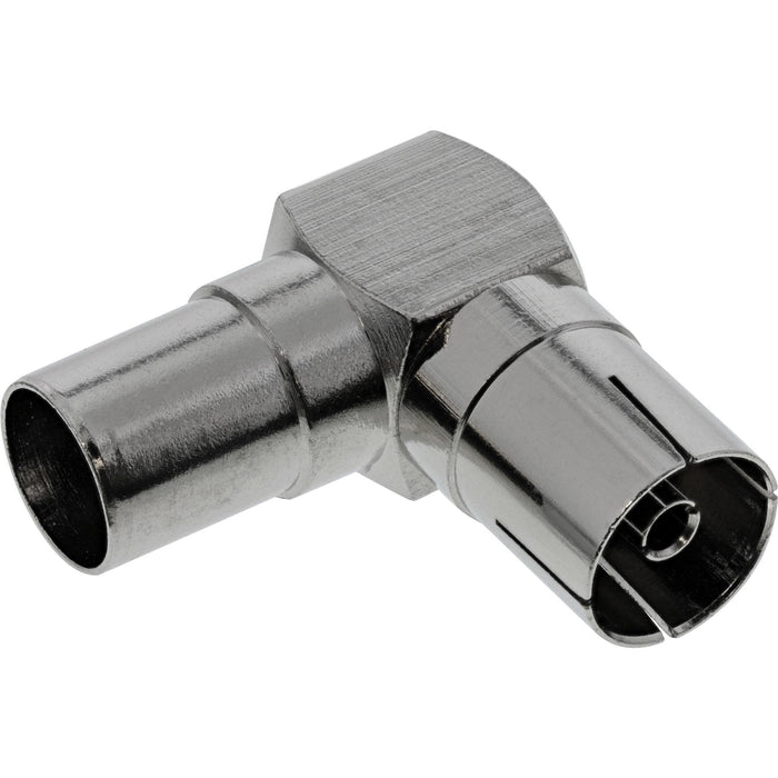 Conector Coaxial De Antena Inline Iec Macho A Hembra En Ángulo De Metal