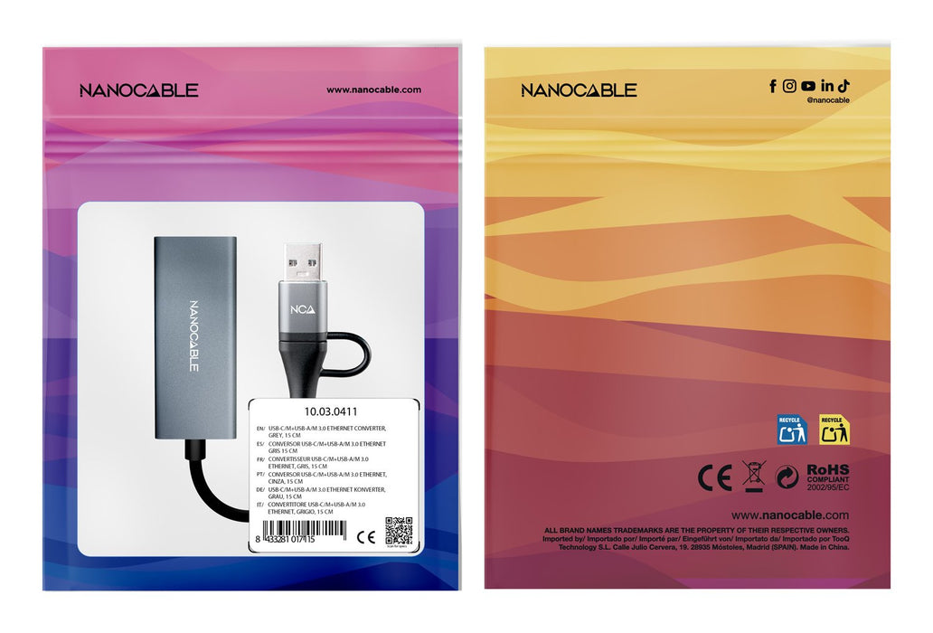 EAN 8433281017115 - Nanocable 10.03.0411 base para portátil y replicador de puertos Alámbrico USB 3.2 Gen 1 (3.1 Gen 1) Type- imagen 4