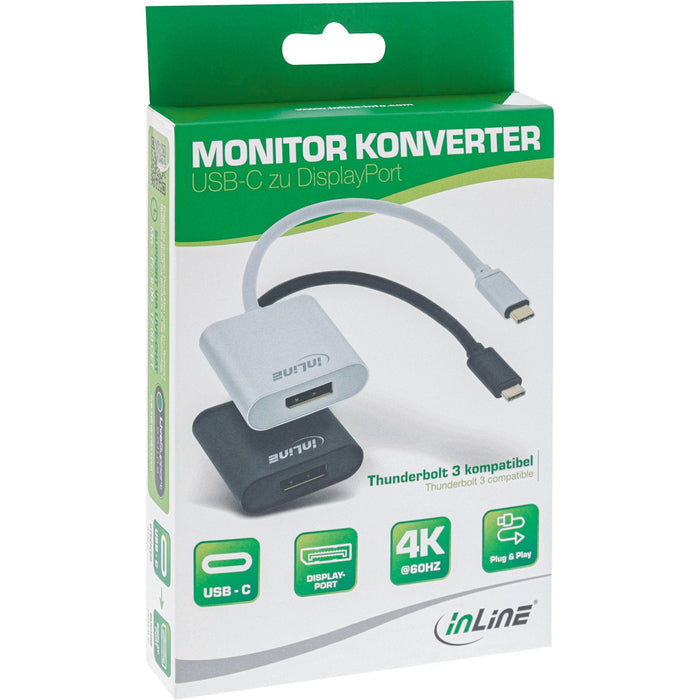Adaptador Usb Inline, Usb Tipo C Macho A Displayport Hembra (Modo Alternativo Dp), 4k2k, Plata, 0,2 M