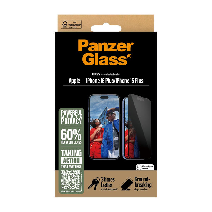 EAN 5715685002472 - PanzerGlass ® Privacy Screen Protector iPhone 16 Plus | 15 Plus | Ultra-Wide Fit w. EasyAligner Protector imagen 3