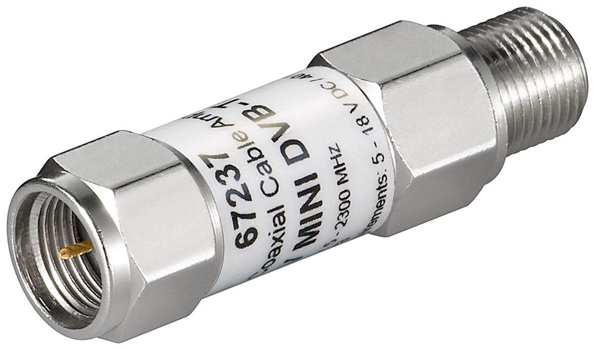 Mini Coaxial Cable Amplifier 18db  (Dvb-T/Sat) - F Plug To F