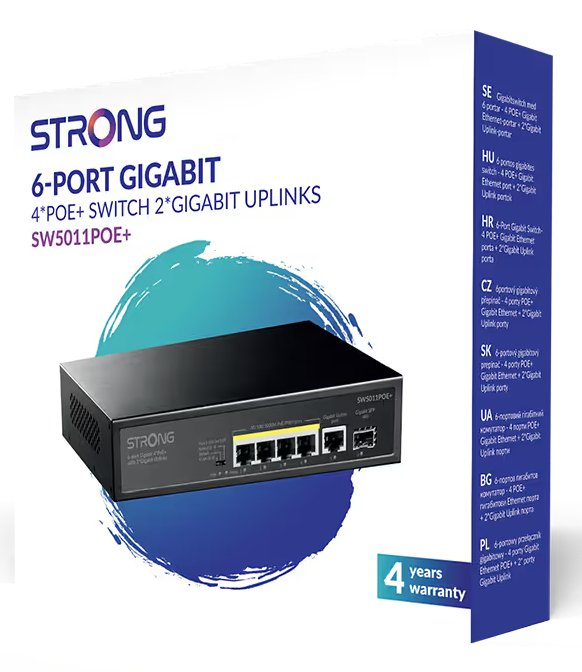 EAN 9120072379055 - Strong SW5011POE+ switch Gigabit Ethernet (10/100/1000) Energía sobre Ethernet (PoE) Montaje en pared/esc imagen 7