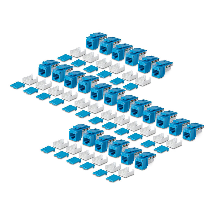 Startech.Com Cat6 Keystone Jack Módulo, Pack De 24 Rj45 Ethernet Keystone Conector Hembra, Utp Cat6 Wandbuchse, 90 Grad 110 Punch Down Conector Hembra, Azul, Acodado, Azul, Rj-45, Conector Hembra, Conector Hembra, 10gbase-T