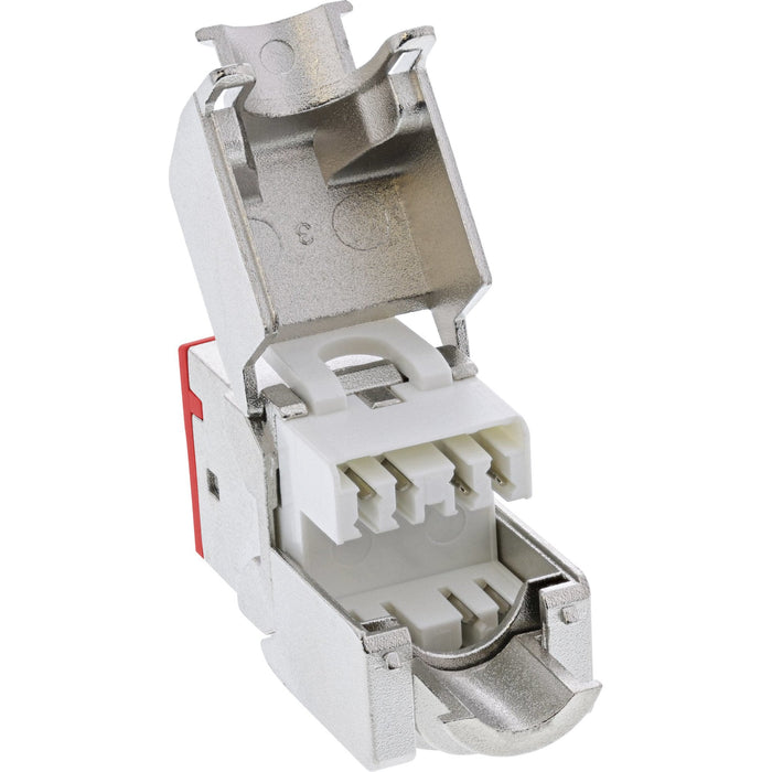 8 Piezas Pack Jack Inline Keystone Rj45, Blindado, Cat.6a, Rojo