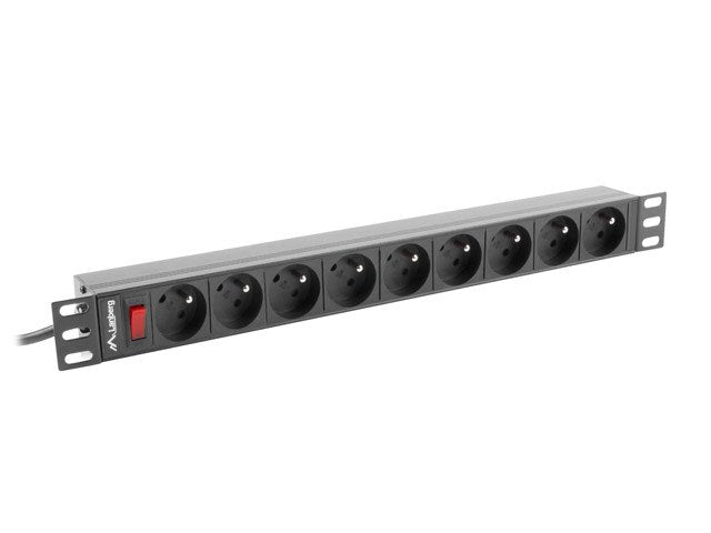 EAN 5901969421620 - Lanberg PDU-09E-0300-BK unidad de distribución de energía (PDU) 9 salidas AC 1U Negro imagen 2