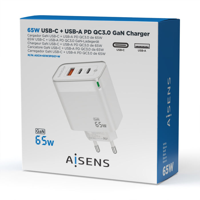 EAN 8436574708745 - AISENS ASCH-65W3P007-W cargador de dispositivo móvil Universal Corriente alterna Carga rápida Interior imagen 4