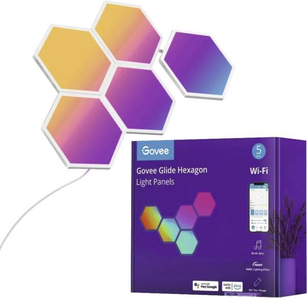EAN 6974316994251 - Govee RGBIC Glide Hexa Light Panels 5 pcs Luz de pared inteligente Wi-Fi/Bluetooth imagen 2