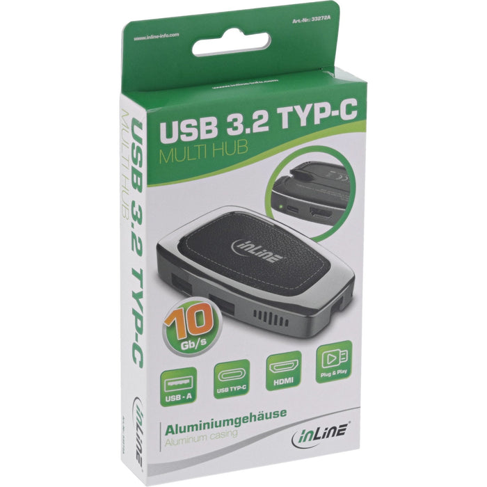 Inline Usb3.2 Gen 2 Type-C Multi Hub (2xusb-A 10gb/S + 1xhdmi 4k@60hz + 1xusb-C 10gb/S Y Pd 100w)