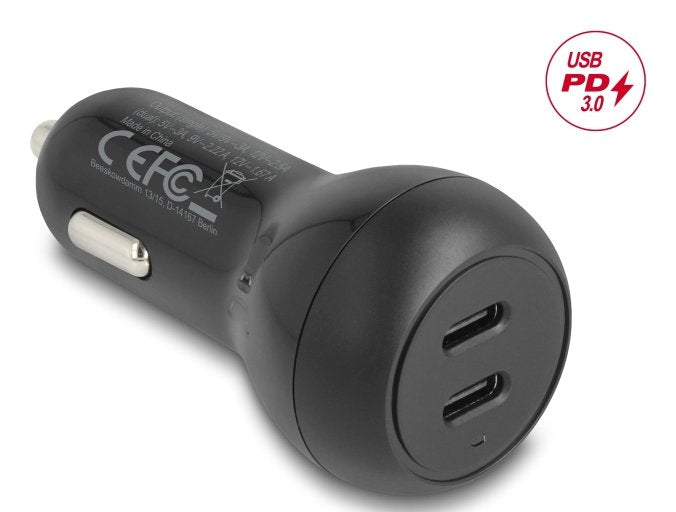 Delock Kfz Ladeadapter 2 X Usb Type-C Pd 3.0 Mit 40 W
