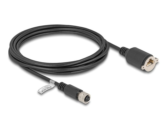 Delock M12 Cable D-Kodiert 4 Pin Hembra A Rj45 Hembra Cat.5e Ftp 3 M Negro