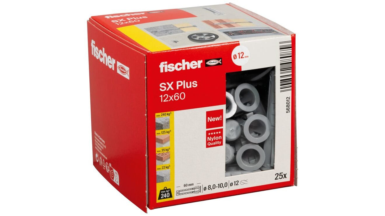 EAN 4048962480856 - Fischer 568012 tornillo de anclaje y taco 25 pieza(s) Anclaje de expansión 60 mm imagen 2