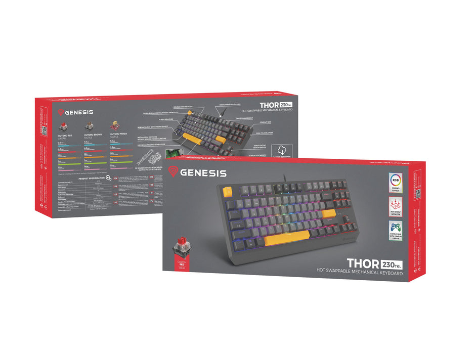 EAN 5901969443325 - GENESIS Thor 230 TKL Anchor Gray Negative Outemu Red teclado Juego USB + RF Wireless + Bluetooth QWERTY N imagen 18