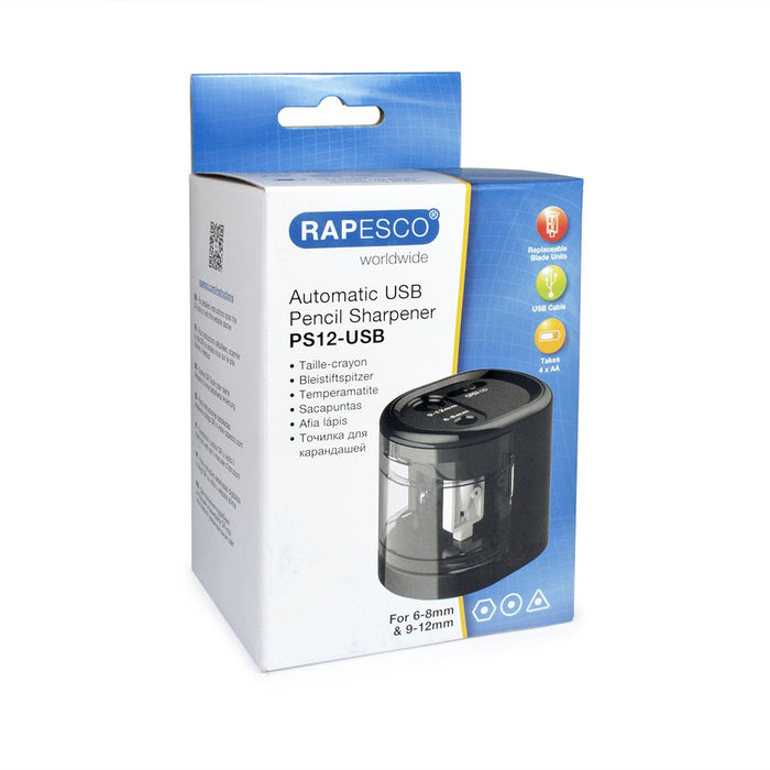 Rapesco® Elektrischer Anspitzer Negro Transparente