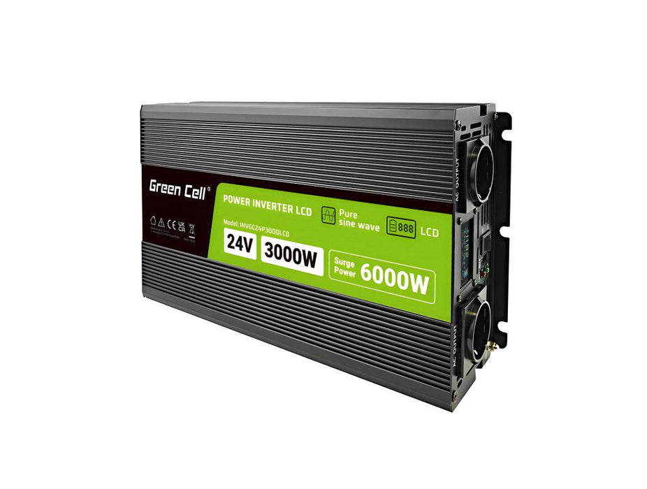 EAN 5904326374577 - Green Cell Przetwornica napicia PowerInverter LCD 24 V 3000W/60000W Przetwornica samochodowa z wywietlacz imagen 1