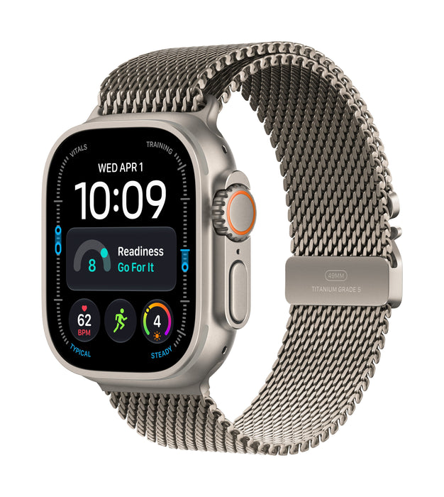 Apple Watch Ultra 4 Gps + Cellular 49mm Natural Titanium Case With Natural Titanium Milanese Loop - L
