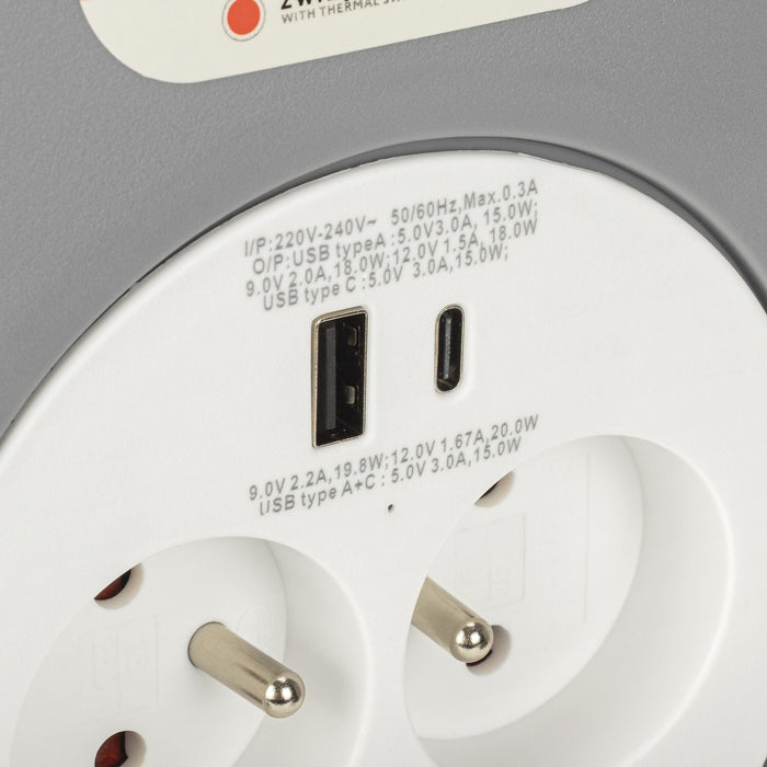 Cable De Extensión Montis Home Con Enrollador Usb De 10 M Mt 188 2 Salidas Ac