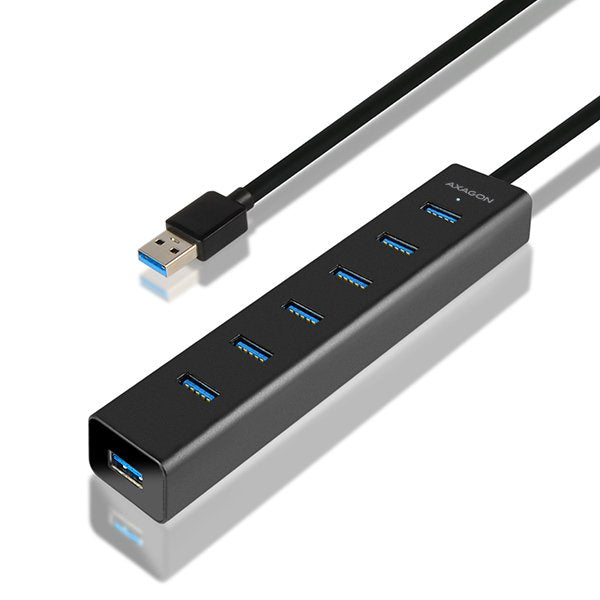 EAN 8595247903150 - Axagon HUE-SA7BP hub de interfaz USB 3.2 Gen 1 (3.1 Gen 1) Type-A 5000 Mbit/s Negro imagen 1