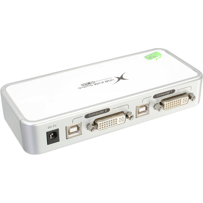 Switch Kvm Sobremesa Compacto Inline Usb Dvi 2 Puertos + Audio Con Cables 1,2 M