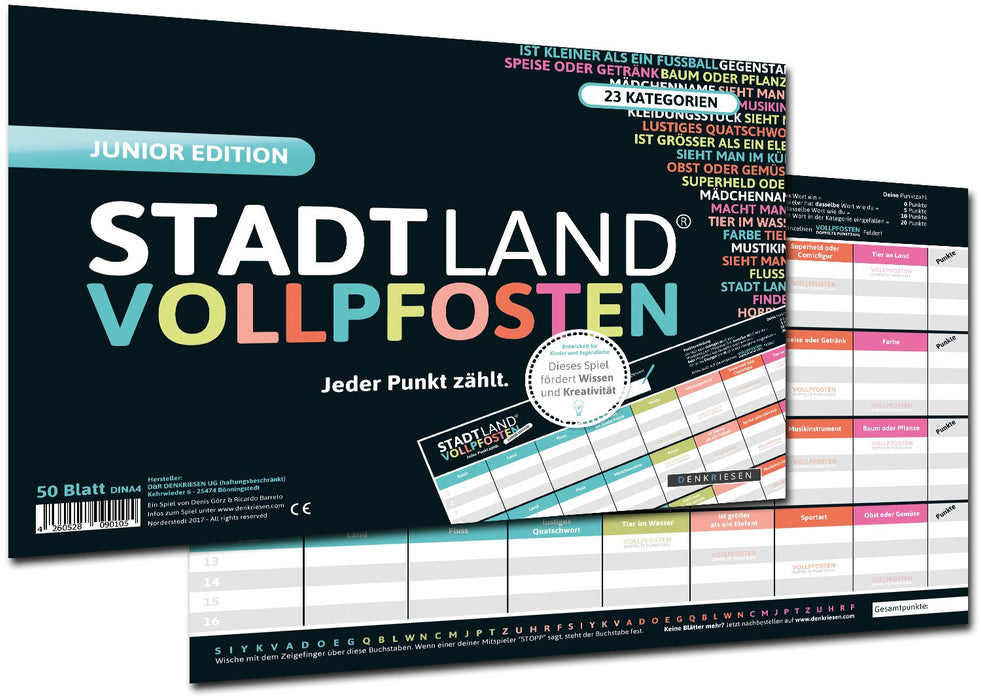 Stadt Land Vollpfosten - Junior Edition - Din A4