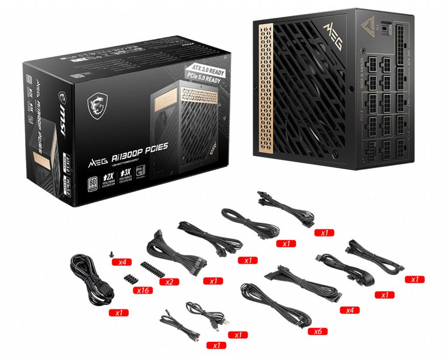 EAN 4711377030458 - MSI MEG AI1300P PCIE5 unidad de fuente de alimentación 1300 W 24-pin ATX ATX Negro imagen 5