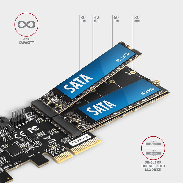 EAN 8595247906984 - Axagon PCES-SA4M2 PCIe Controller 2x internal SATA 6G port+ M.2 B-key tarjeta y adaptador de interfaz Int imagen 3