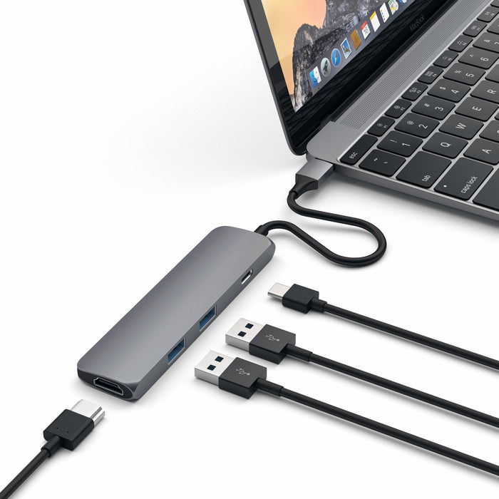 Satechi Aluminium Adapter Slim Usb-C (Usb-C, 4k Hdmi, 2x Usb-A) (Gwiezdna Szarosc)
