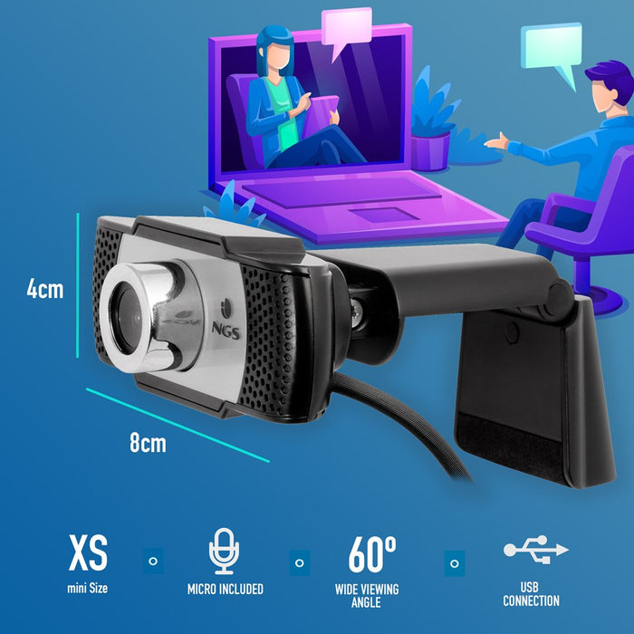 Webcam Con Micrófono Ngs Xpresscam720 1280*720 Campo Visual 60º Base Ajustable Usb Plug And Play