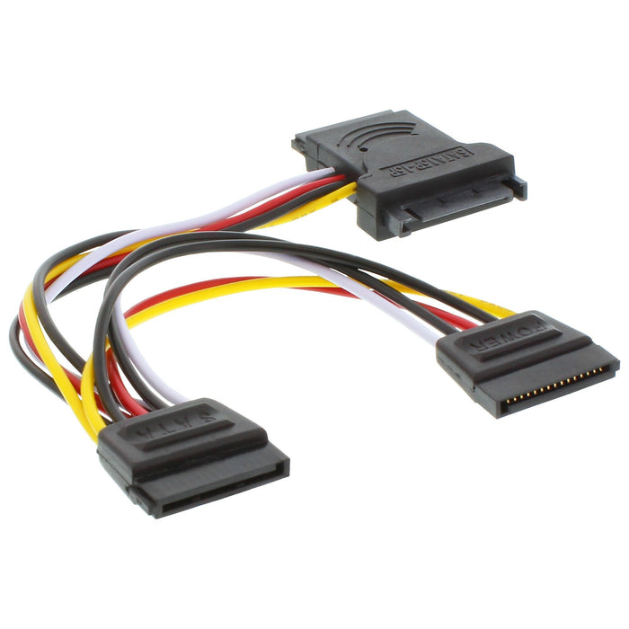 Cable De Alimentación Sata Interno Inline Sata Macho A Hembra A 2x Sata M 0,15 M