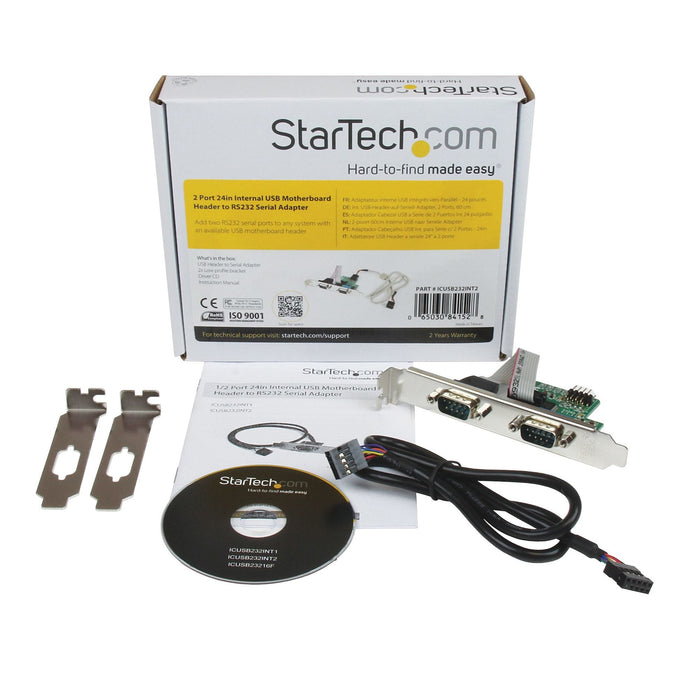 Startech.Com Adaptador Bracket De Placa Base Interna Usb A 2 Puertos Serie - Db9 Rs232