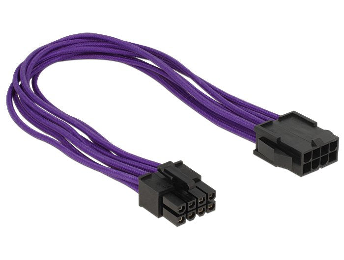 Delock Verlängerungscable Stromversorgung 8 Pin Eps Stecker > 8 Pin Eps Buchse Textilummantelung Violett