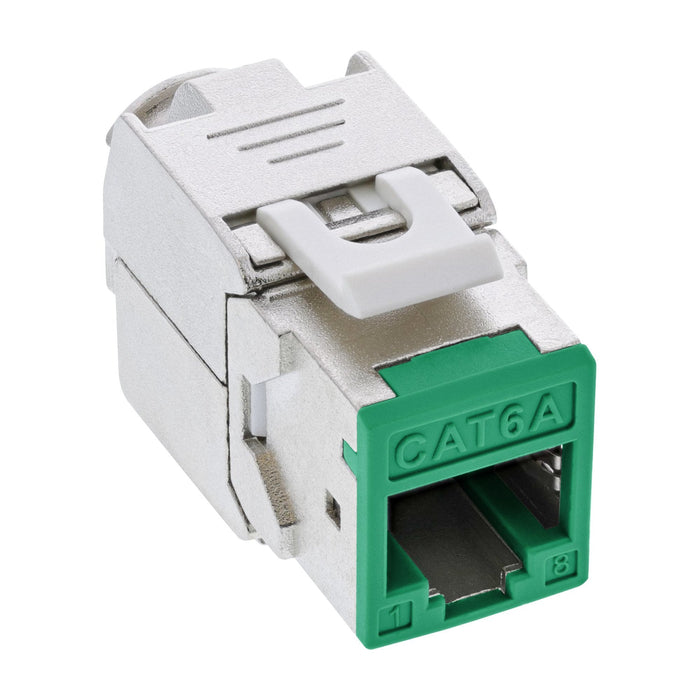 8 Piezas Pack Jack Inline Keystone Rj45, Blindado, Cat.6a, Verde