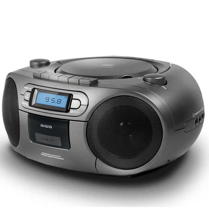 Radio Cd-Casete Aiwa Boombox Bbtc-550mg Gris Casete/Cd/Usb/Bt/Mp3/Fm Pll/Aux In 3.5mm/2x3w Bbtc-550mg