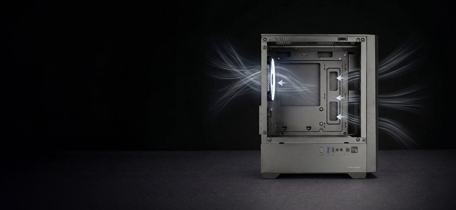 Caja Pc  Micro Atx Mars Gaming Mc-Vectorw Gpu Max 282mm Cristal Templado Mesh Argb Usb-C Blanco