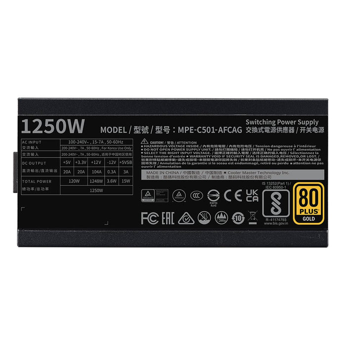 EAN 4719512151204 - Cooler Master MWE Gold 1250 V2 ATX 3.1 unidad de fuente de alimentación 1250 W 24-pin ATX Negro imagen 3