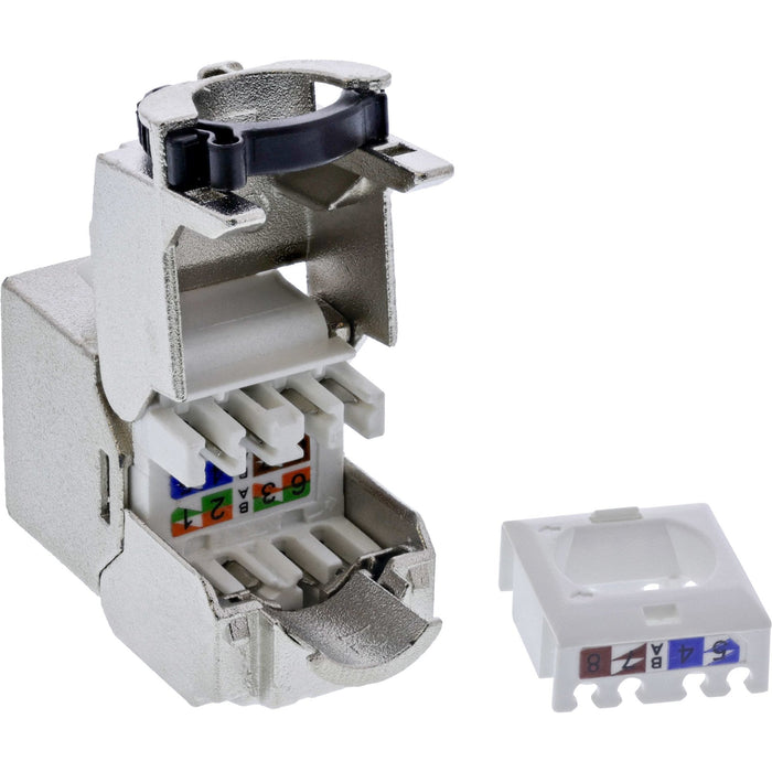 24pcs. Bulk-Pack Inline® Keystone Rj45 Jack Slim, Snap-In, Cat.8.1, Integrated Cable Tie