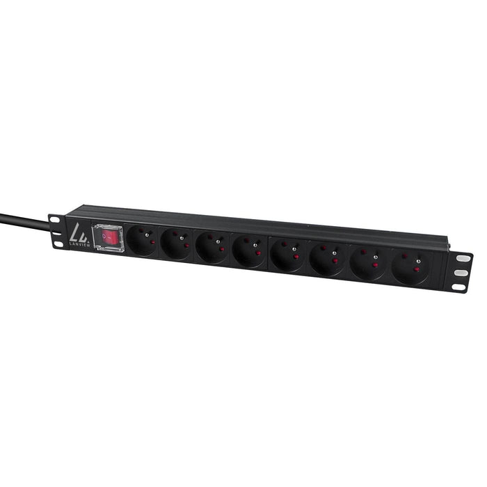 EAN 5715063197141 - Lanview LVR-2MSCH-SW-C13-8 unidad de distribución de energía (PDU) 8 salidas AC 1U Negro imagen 2