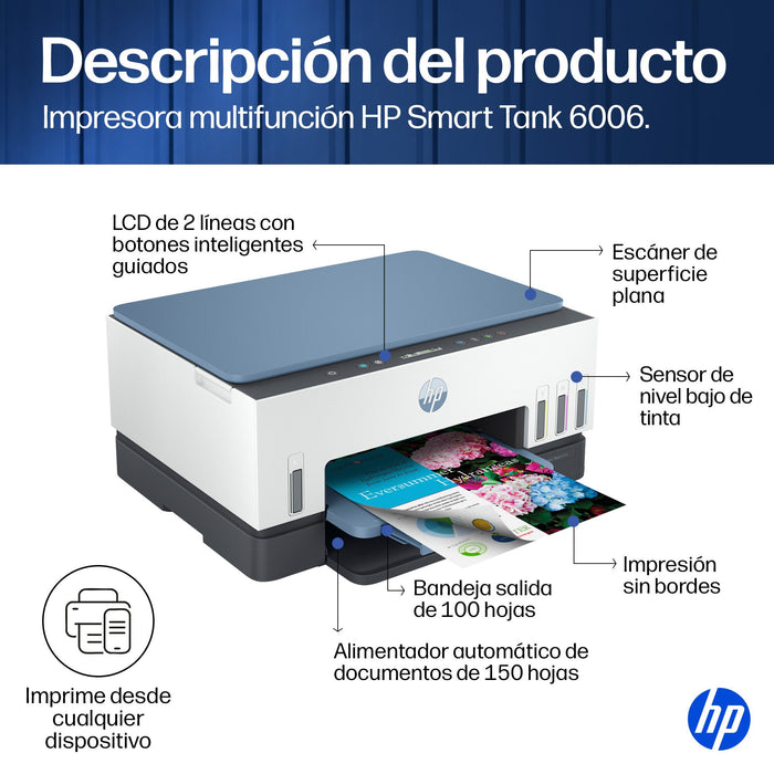 EAN 0199251237119 - HP Smart Tank 6006 All in One Printer Inyección de tinta térmica A4 4800 x 1200 DPI 12 ppm Wifi imagen 14