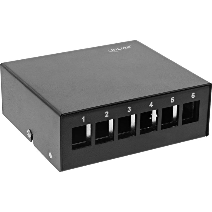 Inline Desktop Point Box 6x Keystone Rj45, Metal, Negro Ral9005