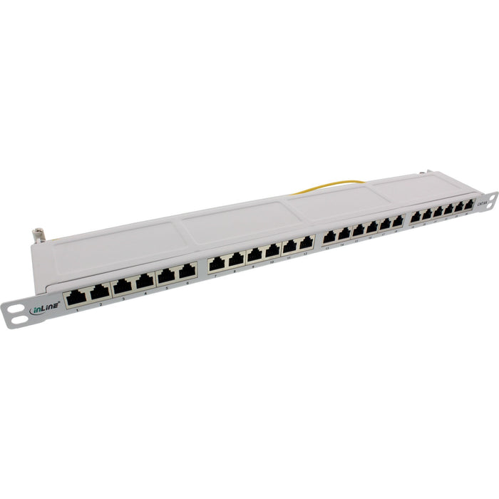Patch Panel Inline 19" Cat.6a 24 Puertos 0.5u Gris Claro Ral7035